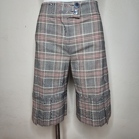 Carolina Herrera New York Lightweight Stretch Wool Plaid Bermuda Shorts - Picture 1 of 13